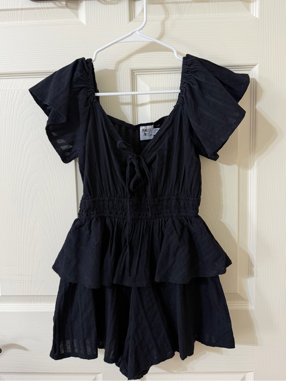 Princess Polly Black Ruffle Short Romper Dress - Lightweight
